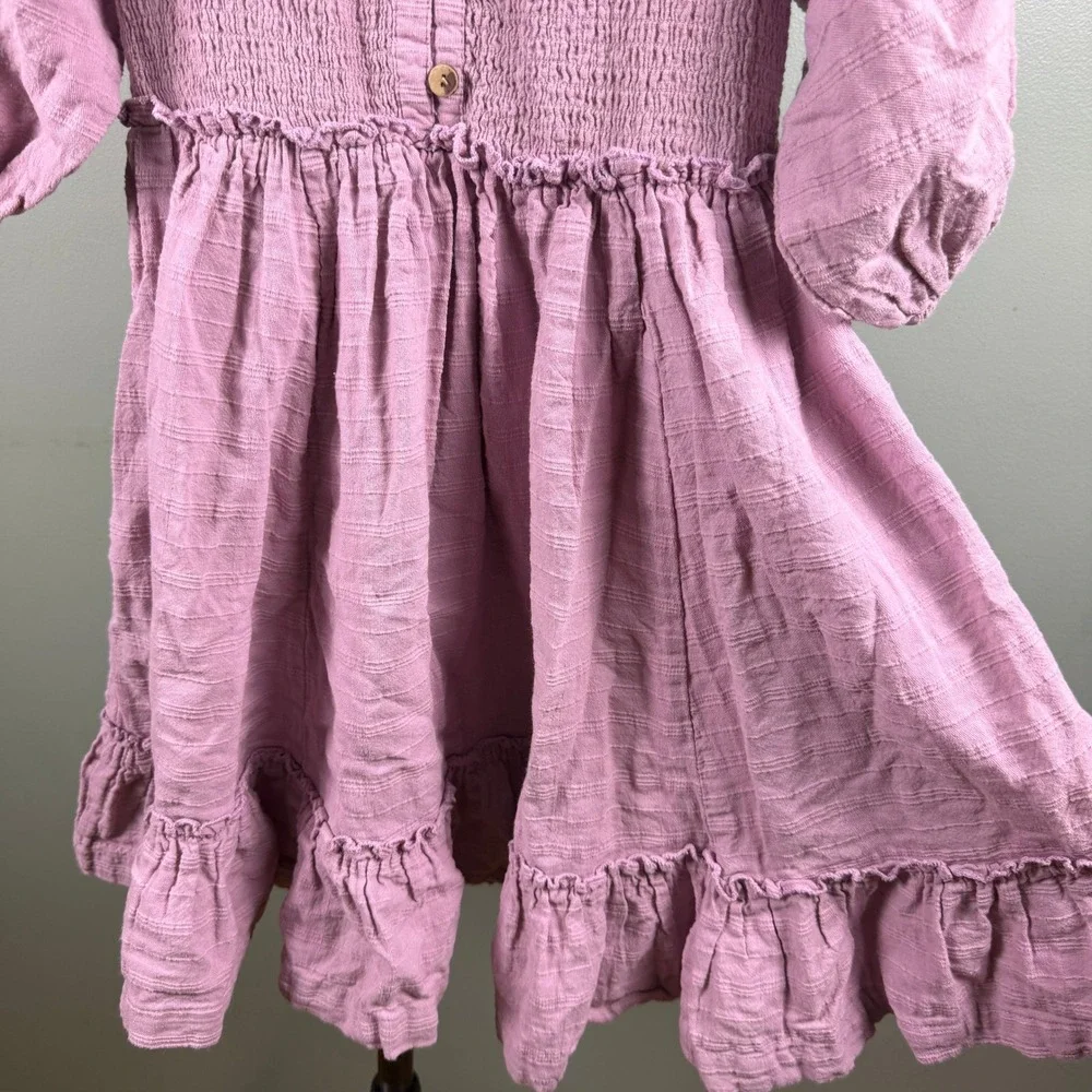 Free People Cottagecore Boho Womens Mini Dress Lilac Purple Cotton